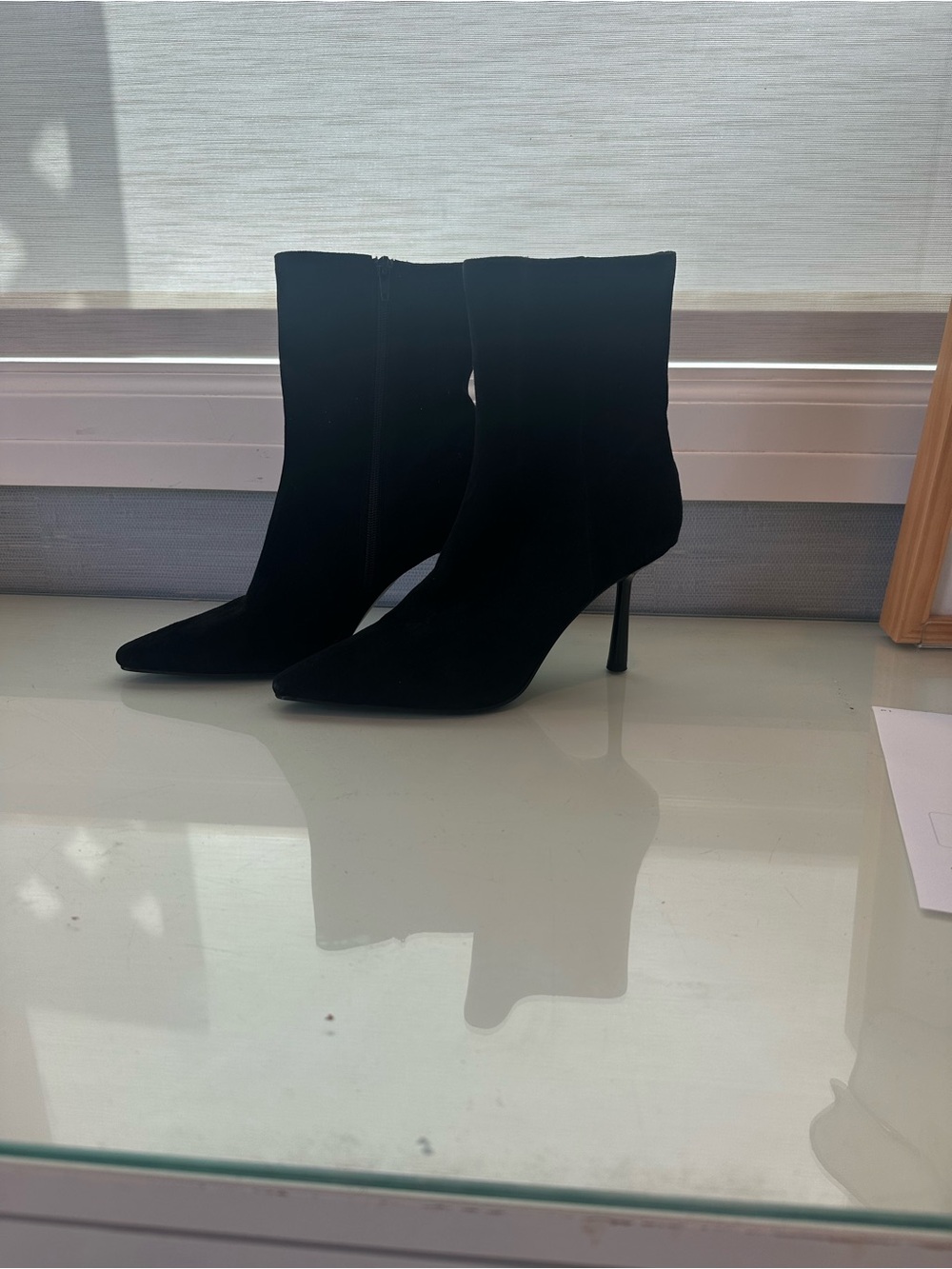 Steve Madden Black Suede Pointed-Toe Stiletto Ankle Boots